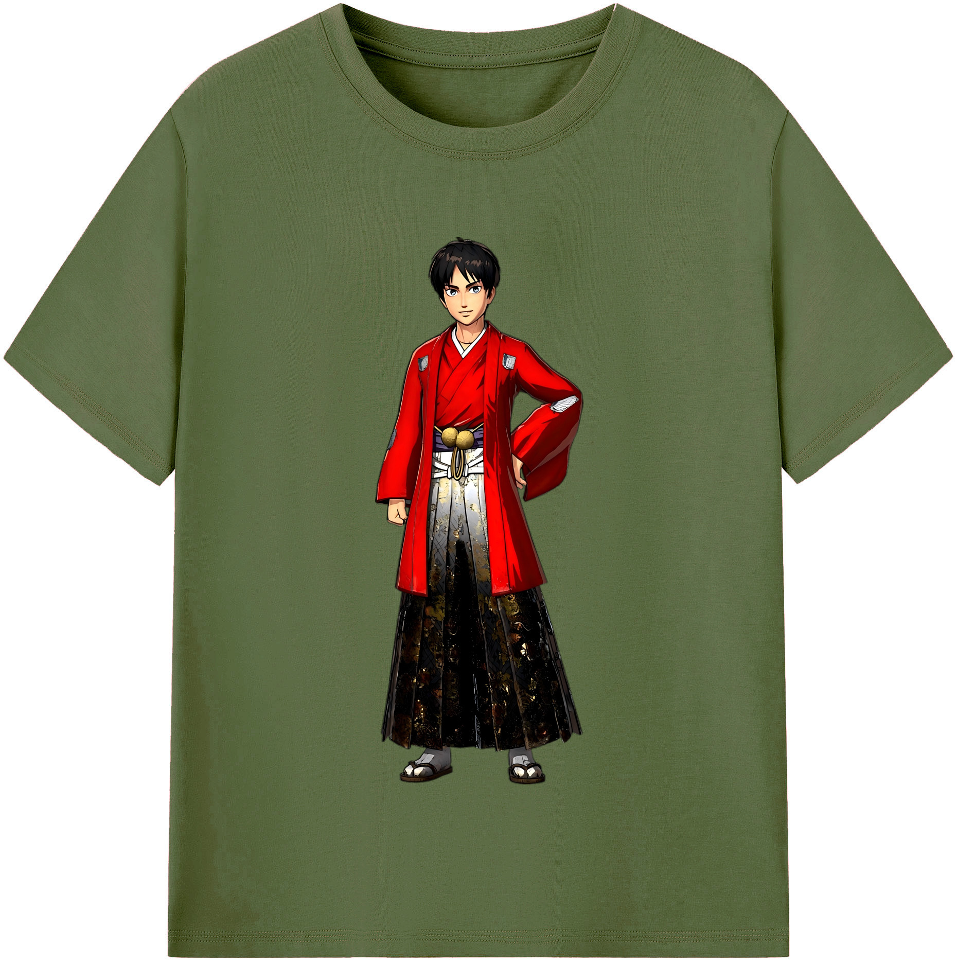 （画像用） 進撃の巨人 エレン･イェーガー Attack on Titan Eren Jäger 綿100％半袖Tシャツ（フロントプリント）